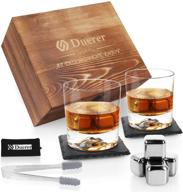 🥃 duerer whiskey stones set with glasses & stainless steel ice cubes - ideal gift for father's day, dad's birthday, or any occasion - includes bonus coasters logo