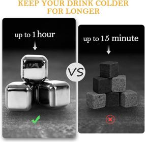 img 2 attached to 🥃 Duerer Whiskey Stones Set with Glasses & Stainless Steel Ice Cubes - Ideal Gift for Father's Day, Dad's Birthday, or Any Occasion - Includes Bonus Coasters