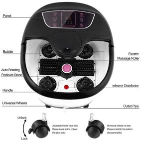 img 3 attached to Revitalize Your Feet with the Powerful Motorized Foot Spa Bath Massager: Heat Massage, Bubble Jets, Red Infrared Light, Pumice Stone for Ultimate Foot Rejuvenation - Home Salon Relaxation in Digital TEM/Time Set (Black)