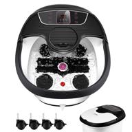 revitalize your feet with the powerful motorized foot spa bath massager: heat massage, bubble jets, red infrared light, pumice stone for ultimate foot rejuvenation - home salon relaxation in digital tem/time set (black) logo