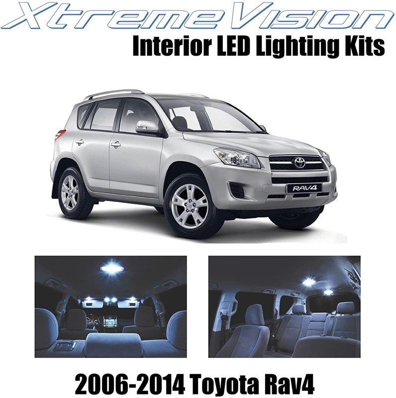 xtremevision interior led for toyota rav4 2006-2014 (6 pieces) cool white interior led kit installation tool 标志