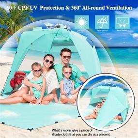 img 3 attached to 🏖️ KO-ON XXL Beach Tent Sun Shelter: Ultimate 4-Person Pop Up Shade with UPF 50+ Protection, Extended Floor, and Extra Side Shade in Purist Blue