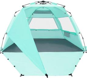 img 4 attached to 🏖️ KO-ON XXL Beach Tent Sun Shelter: Ultimate 4-Person Pop Up Shade with UPF 50+ Protection, Extended Floor, and Extra Side Shade in Purist Blue