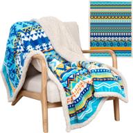 luxuriously soft 50x60 inch aztec blanket - colorful native american navajo inspired boho throw logo