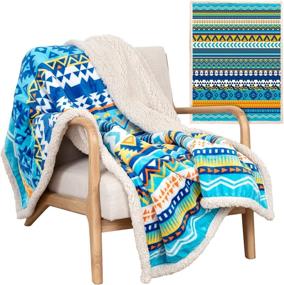 img 4 attached to Luxuriously Soft 50x60 Inch Aztec Blanket - Colorful Native American Navajo Inspired Boho Throw