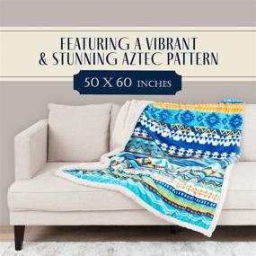 img 3 attached to Luxuriously Soft 50x60 Inch Aztec Blanket - Colorful Native American Navajo Inspired Boho Throw