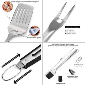 img 3 attached to 🔥 Rwm Heavy Duty Stainless Steel BBQ Grill Tool Set - Thick Grill Utensils, Spatula, Basting Brush, Fork & Tongs - Ideal Grilling Accessories, Packaged in Gift Box