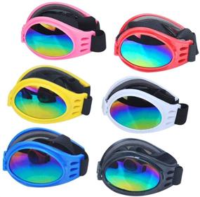 img 1 attached to Ultimate Dog Eye Protection: DPLUS Dog Goggles Sunglasses Set of 6 - UV Protection, Adjustable Strap - Ideal for Travel, Skiing, and Anti-Fog