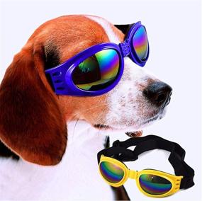 img 3 attached to Ultimate Dog Eye Protection: DPLUS Dog Goggles Sunglasses Set of 6 - UV Protection, Adjustable Strap - Ideal for Travel, Skiing, and Anti-Fog