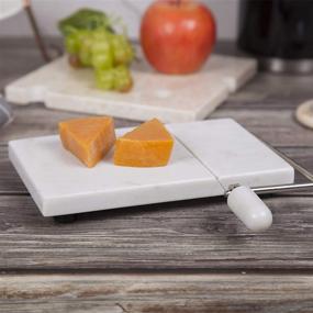 img 1 attached to 🧀 Creative Home Natural Marble Stone Cheese Slicer Butter Cutter with Replacement Wire - Off-White Color (5" L x 8" W)