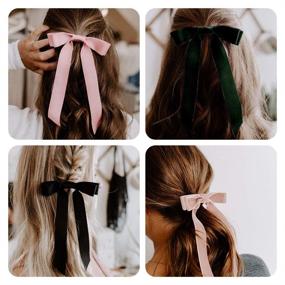 img 2 attached to 💝 10Pcs Velvet Bow Hair Ties: Stylish Hair Scrunchies with Elastic Bands for Women and Girls