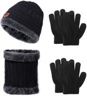 hicdaw winter gloves knitted beanie logo