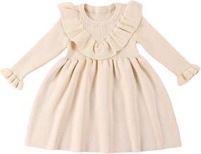 img 4 attached to 👗 Toddlers Girls Clothes: Long Sleeve Knit Dress for Fall - Baby Girl Dress