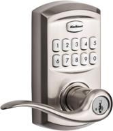 🔒 kwikset smartcode 917 electronic lever deadbolt with keypad keyless entry, tustin door handle and smartkey security - satin nickel finish логотип