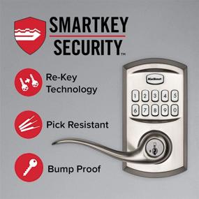 img 1 attached to 🔒 Kwikset SmartCode 917 Electronic Lever Deadbolt with Keypad Keyless Entry, Tustin Door Handle and SmartKey Security - Satin Nickel Finish