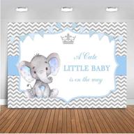 🐘 mocsicka boy elephant baby shower backdrop: crowned little baby elephant photography background with grey chevron and colorful banner party decor logo