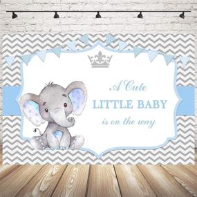 img 2 attached to 🐘 Mocsicka Boy Elephant Baby Shower Backdrop: Crowned Little Baby Elephant Photography Background with Grey Chevron and Colorful Banner Party Decor