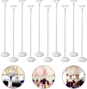 img 4 attached to Sakolla 10 Sets Balloon Stick Stand - Elegant White Balloon Base for Parties & Celebrations