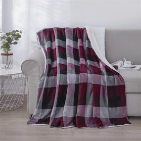 img 3 attached to L'AGRATY Super Soft Sherpa Fleece Blanket: Reversible Buffalo Plaid Throw for Bed, Couch, and Sofa - Luxuriously Cozy 60 x 70 inches, Red and Black