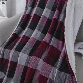 img 2 attached to L'AGRATY Super Soft Sherpa Fleece Blanket: Reversible Buffalo Plaid Throw for Bed, Couch, and Sofa - Luxuriously Cozy 60 x 70 inches, Red and Black