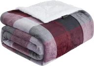 l'agraty super soft sherpa fleece blanket: reversible buffalo plaid throw for bed, couch, and sofa - luxuriously cozy 60 x 70 inches, red and black logo