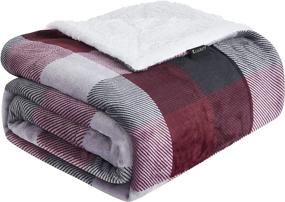 img 4 attached to L'AGRATY Super Soft Sherpa Fleece Blanket: Reversible Buffalo Plaid Throw for Bed, Couch, and Sofa - Luxuriously Cozy 60 x 70 inches, Red and Black