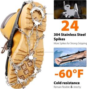 img 1 attached to 👞 SYOURSELF Crampons Ice Cleats - Premium Snow Grips with 24 Steel Spikes for Shoes Boots: Ultimate Winter Traction for Outdoor Walking, Jogging, Climbing, Hiking, Fishing