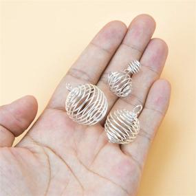 img 2 attached to 📿 HOVEOX 80Pcs Spiral Bead Cages Pendants: Ideal Necklace Stone Holders for Jewelry Making