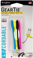 🔗 nite ize gear tie cordable: the original reusable rubber twist tie for cord management & storage (4 pack, 3-inch, assorted colors, made in usa) logo