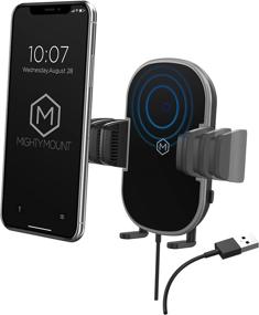 img 3 attached to 🚗 Mighty Mount: 2-in-1 Car Phone Mount Wireless Charger - Qi Car Charger, Auto Clamping - Dashboard & AirVent Mount for iOS and Android