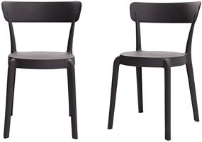img 4 attached to Set of 2 Amazon Basics Premium Plastic Armless Bistro Dining Chairs in Dark Grey