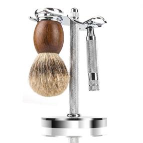 img 1 attached to 🪒 Enhanced Safety Razor and Shaving Brush Stand with Wide Openings and Manly Design