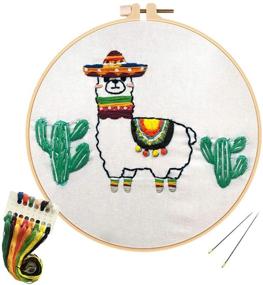 img 4 attached to Fun & Easy Animal Embroidery Kit: Louise Maelys Cross Stitch Kit with Llama Cactus Pattern for Beginners and Adults