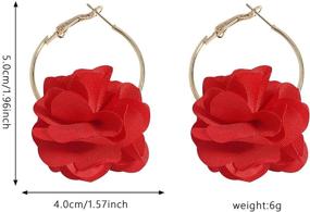 img 1 attached to 🌸 Seakuur Bohemian Lightweight Large Fabric Flowers Dangle Earrings Handmade Charm Chic Petal Hoop Earrings Chiffon Floral Tassel Drop Earrings for Women Girls Vacation Wedding Gifts Jewelry