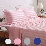 🛏️ 4-piece pink satin sheets set by treely - includes silky queen fitted sheet, flat sheet, and 2 pillow cases with deep pocket logo