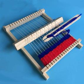 img 2 attached to WOPODI Wooden Handcraft Projects Weaving Loom Kit: DIY Arts & Crafts for Kids and Beginners - Multi-Craft Colored Thread, Frame, Warp Weft Adjusting Rod, Mixed Yarns & Shuttle