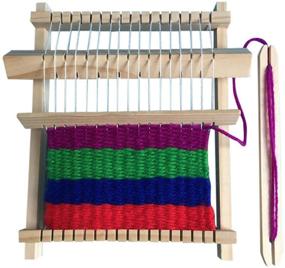img 4 attached to WOPODI Wooden Handcraft Projects Weaving Loom Kit: DIY Arts & Crafts for Kids and Beginners - Multi-Craft Colored Thread, Frame, Warp Weft Adjusting Rod, Mixed Yarns & Shuttle