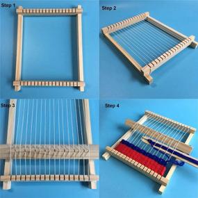 img 1 attached to WOPODI Wooden Handcraft Projects Weaving Loom Kit: DIY Arts & Crafts for Kids and Beginners - Multi-Craft Colored Thread, Frame, Warp Weft Adjusting Rod, Mixed Yarns & Shuttle