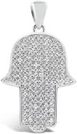 925 sterling silver 1-inch cz hand of hamsa 🧿 pendant - protection from evil eye for necklace or bracelet logo