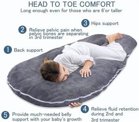 img 3 attached to 🤰 Ultimate Comfort: Marine Moon U-Shaped Pregnancy Pillow for Pregnant Women, Full Body Support for Better Sleep, 65-inch Long Maternity Pillow with Grey Velvet Cover