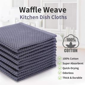 img 1 attached to Ultra Soft and Absorbent 100% Cotton Kitchen Dish Cloths - Kitinjoy 6 Pack Waffle Weave Towels for Quick Drying and Drying Dishes, Dish Rags included, 12 X 12 Inch, Dark Grey