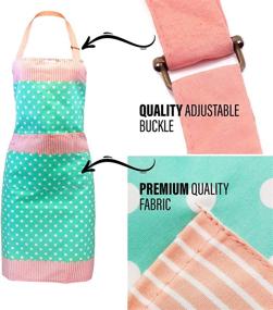 img 2 attached to 🔵 Dotted Blue Mittsy Apron: Decorative Heat Resistant Cotton Kitchen Aprons