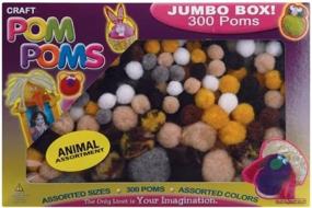 img 3 attached to 🐾 Pepperell POM-PMV Animal Colors Pom Poms - Pack of 300, Assorted Sizes