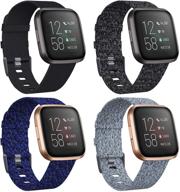 👩 kimilar 4-pack woven bands for fitbit versa - soft & breathable versa replacement bands for women and men logo
