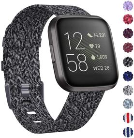 img 3 attached to 👩 KIMILAR 4-Pack Woven Bands for Fitbit Versa - Soft & Breathable Versa Replacement Bands for Women and Men