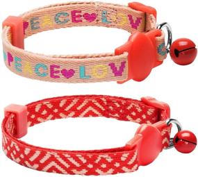 img 4 attached to 🐱 Explore Stylish Blueberry Pet Cat Collars: Classic, Solid, Love & Peace Designs with Personalization Options