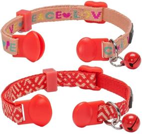 img 1 attached to 🐱 Explore Stylish Blueberry Pet Cat Collars: Classic, Solid, Love & Peace Designs with Personalization Options