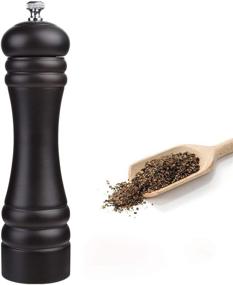 img 4 attached to 🌶️ JOIDXIR 8-Inch Black Wood Pepper Grinder with Stainless Steel Mechanism - Adjustable Coarseness Pepper Mill