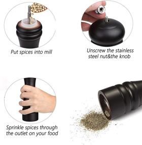 img 3 attached to 🌶️ JOIDXIR 8-Inch Black Wood Pepper Grinder with Stainless Steel Mechanism - Adjustable Coarseness Pepper Mill