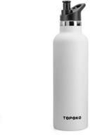 👍 topoko 25 oz hydro flask stainless steel water bottle - double wall, vacuum insulated, leakproof, sweatproof, bpa-free, bite valve top - standard mouth, keeps cold for 24 hours (white) логотип